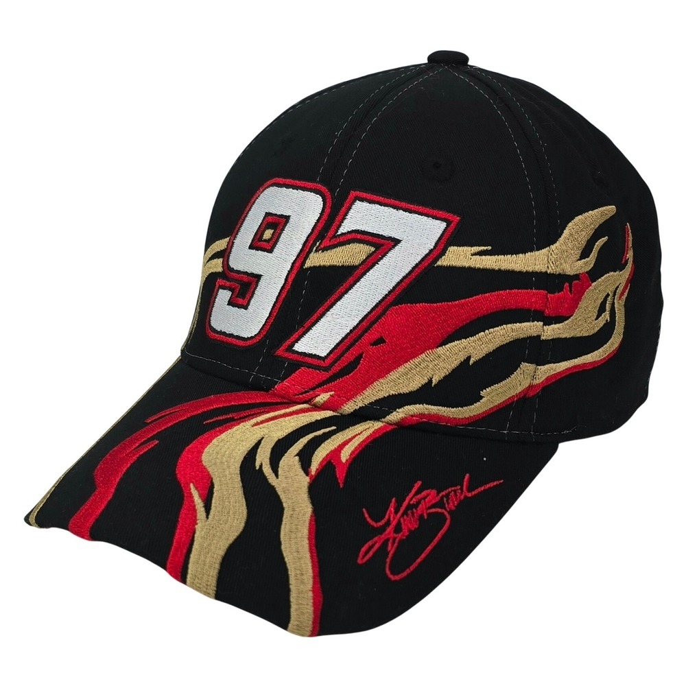 Kurt Busch 97 Hat OSFA Black‎ Roush Racing NASCAR Flame Splash Cap Team Caliber